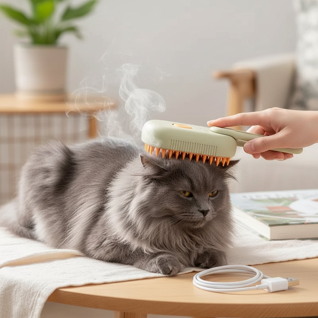 3-In-1 Dog Hair Brush Cat Hair Brush Electric Pet Cleaning Brush Steam Spray Brush Massage Hair Removal Comb Anti-Tangle Brush